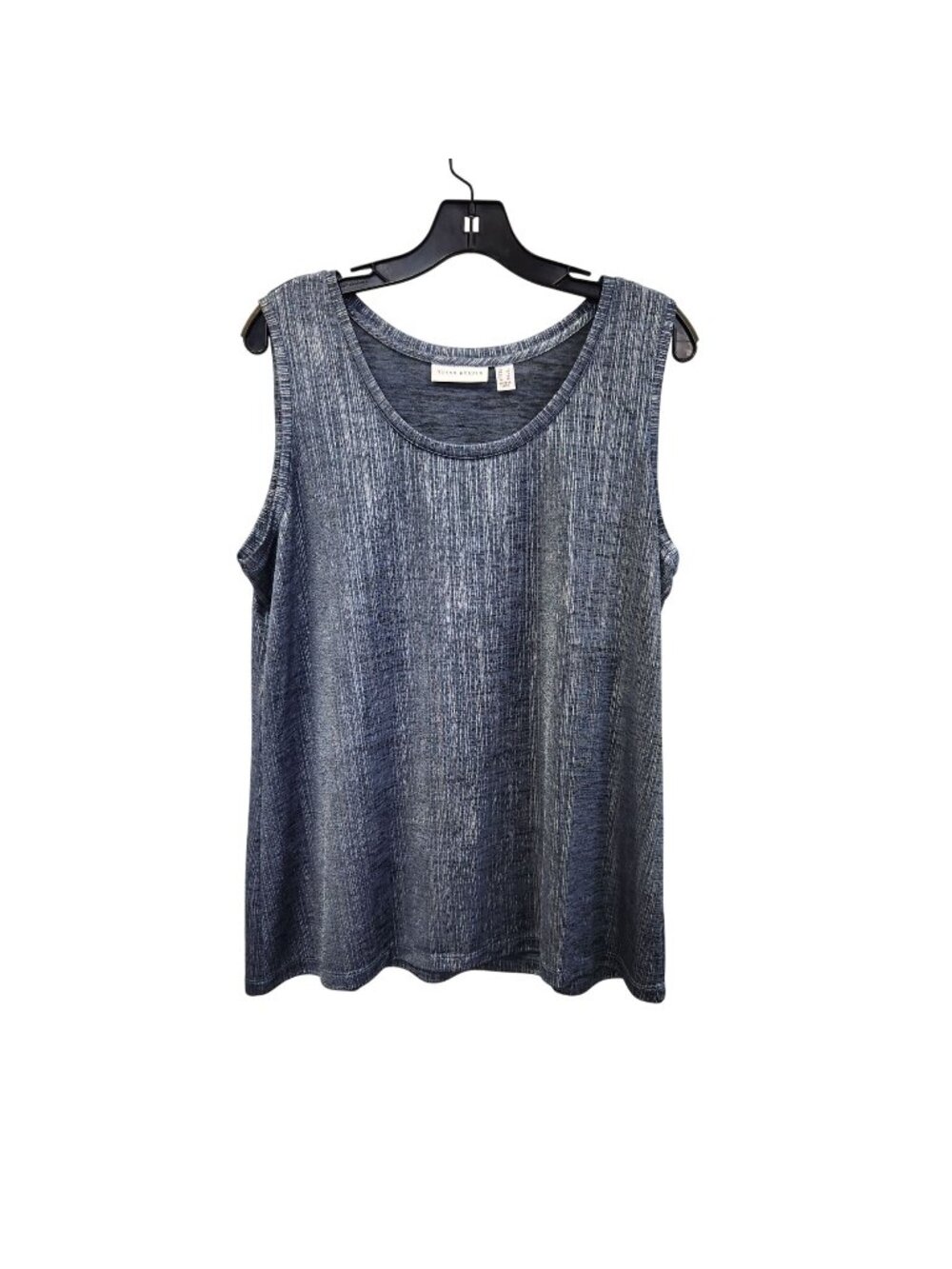 Susan Graver Womens L Sleeveless Blue Mettalic Tank Top 3697
